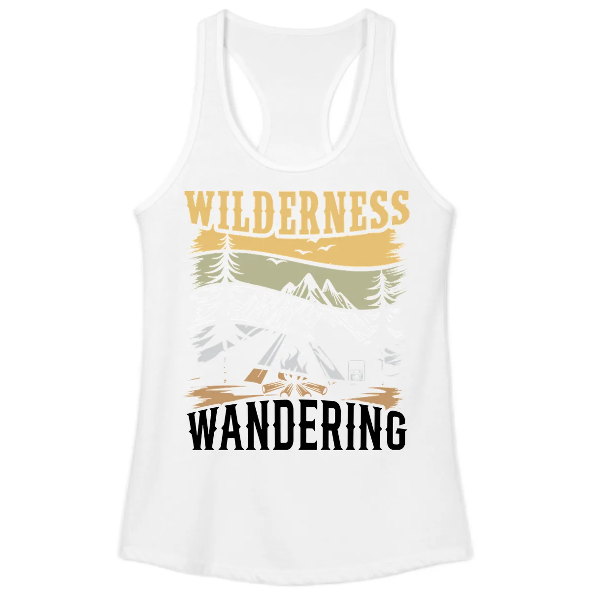 Wilderness Wandering Adventure Ladies Tank in White