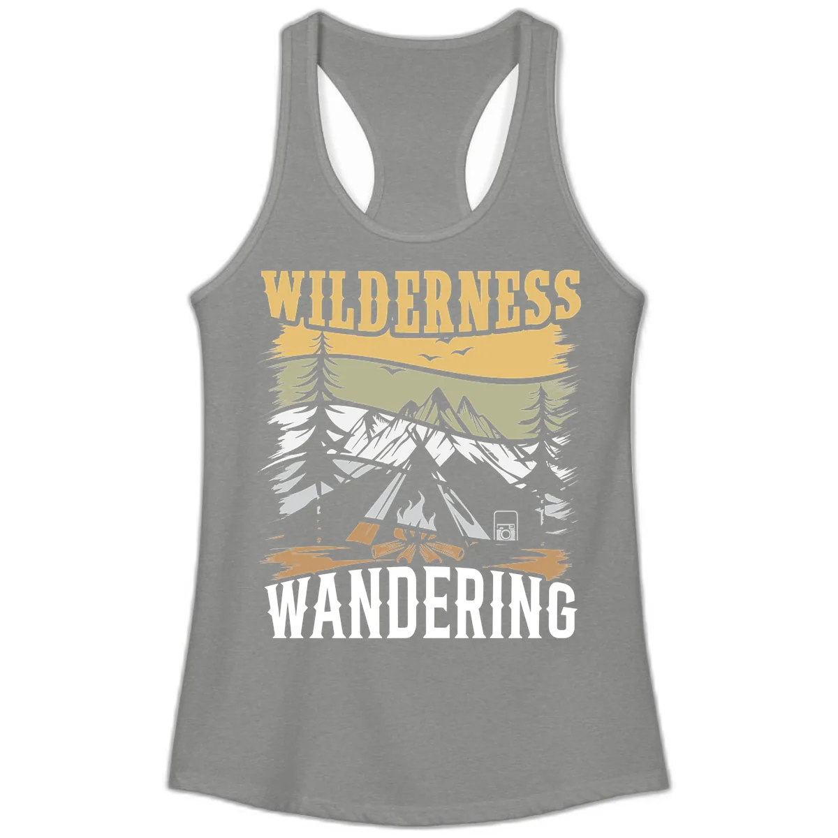 Wilderness Wandering Adventure Ladies Tank in Heather Grey