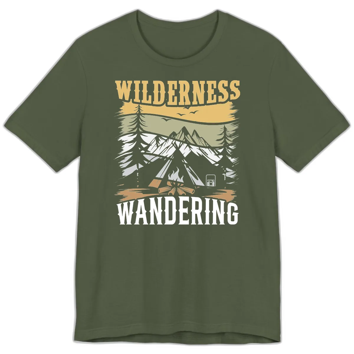 Wilderness Wandering Adventure Premium T-Shirt in Military Green
