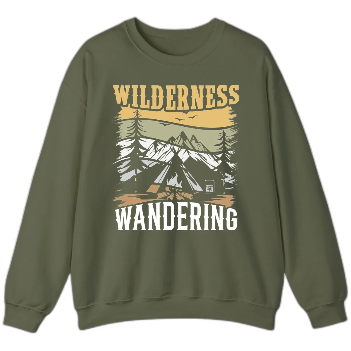 Wilderness Wandering Adventure Sweatshirt in Military Green