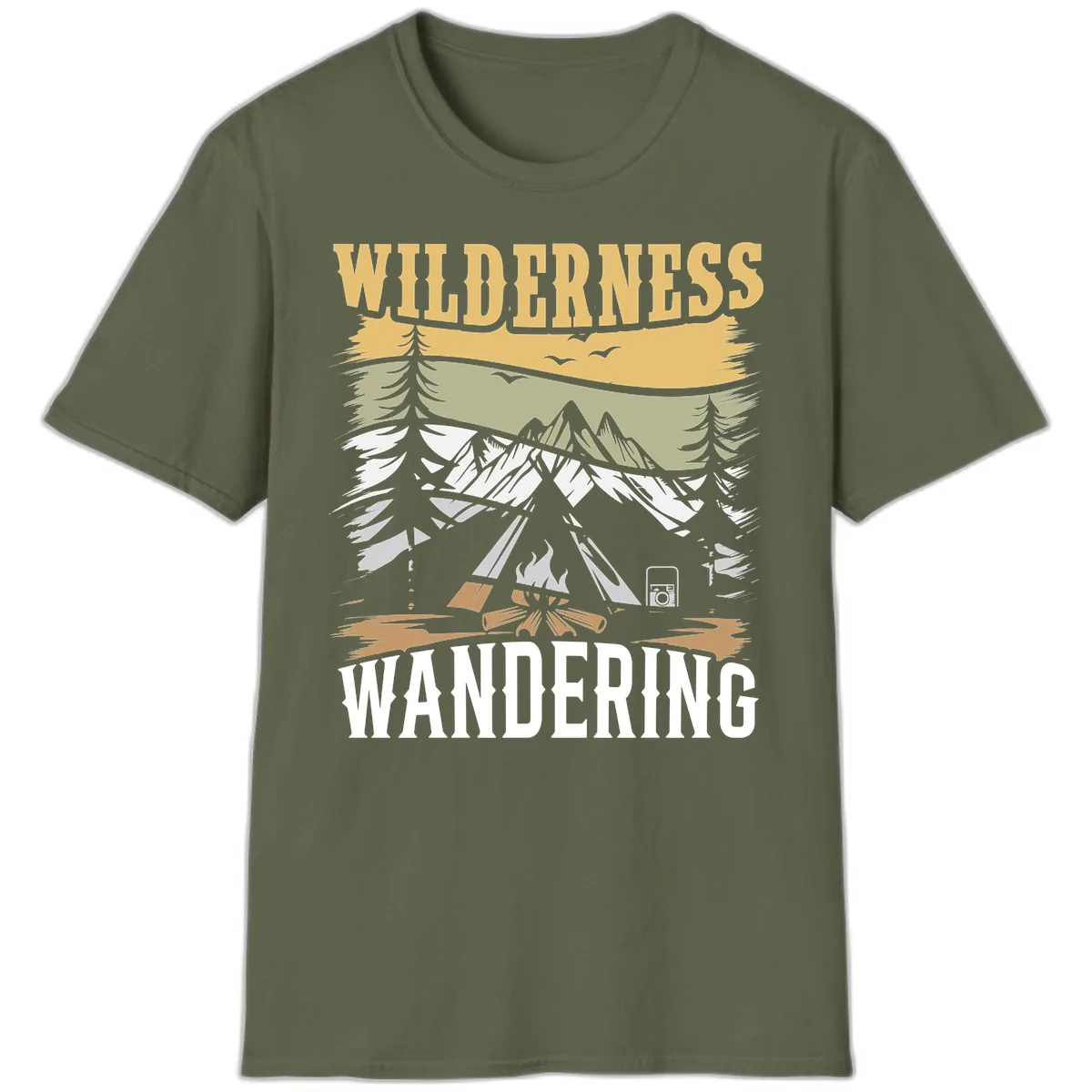 Wilderness Wandering Adventure T-Shirt in Military Green