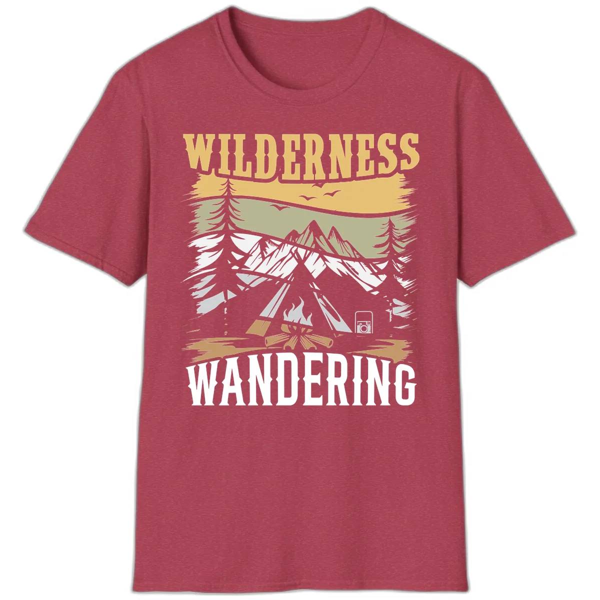 Wilderness Wandering Adventure T-Shirt in Heather Cardinal