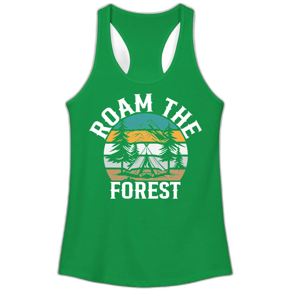 Roam The Forest Ladies Tank in Solid Kelly Green