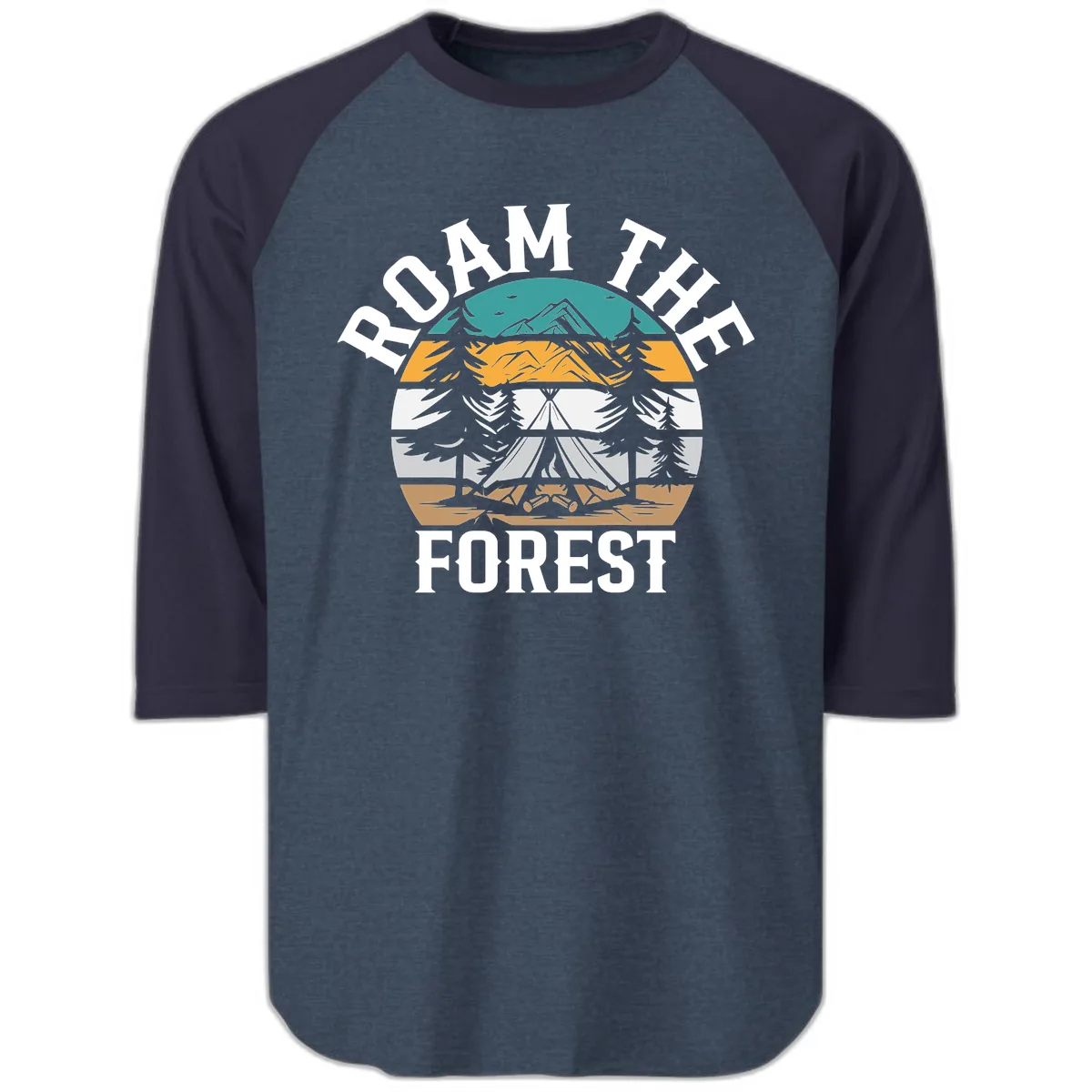 Roam The Forest Raglan 3/4 in Heather Denim Navy