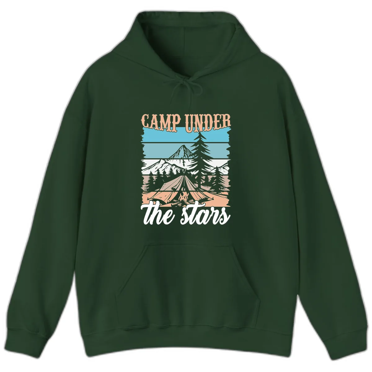 Camp Under The Stars Layered Scene Hoodie in Forest Green