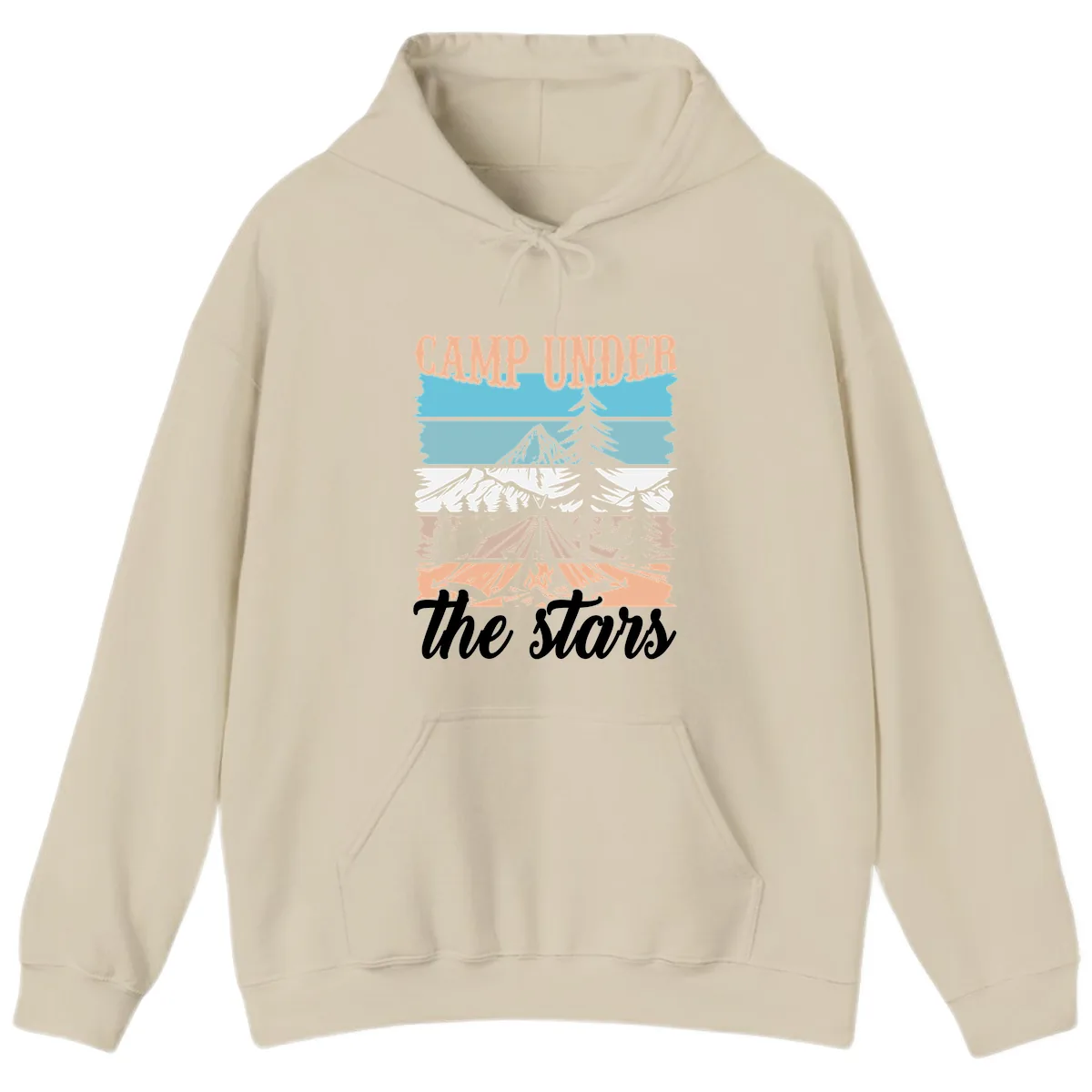 Camp Under The Stars Layered Scene Hoodie in Sand