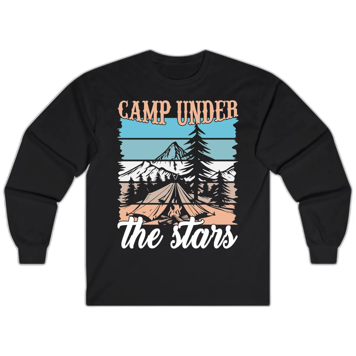 Camp Under The Stars Layered Scene Long Sleeve in Black