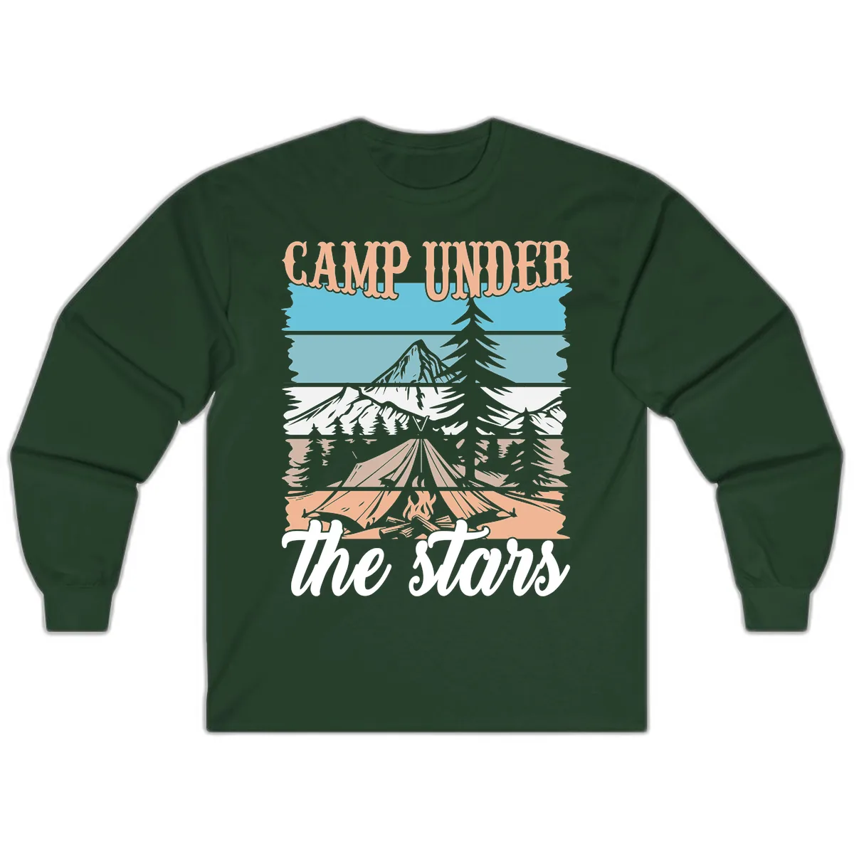 Camp Under The Stars Layered Scene Long Sleeve in Forest Green