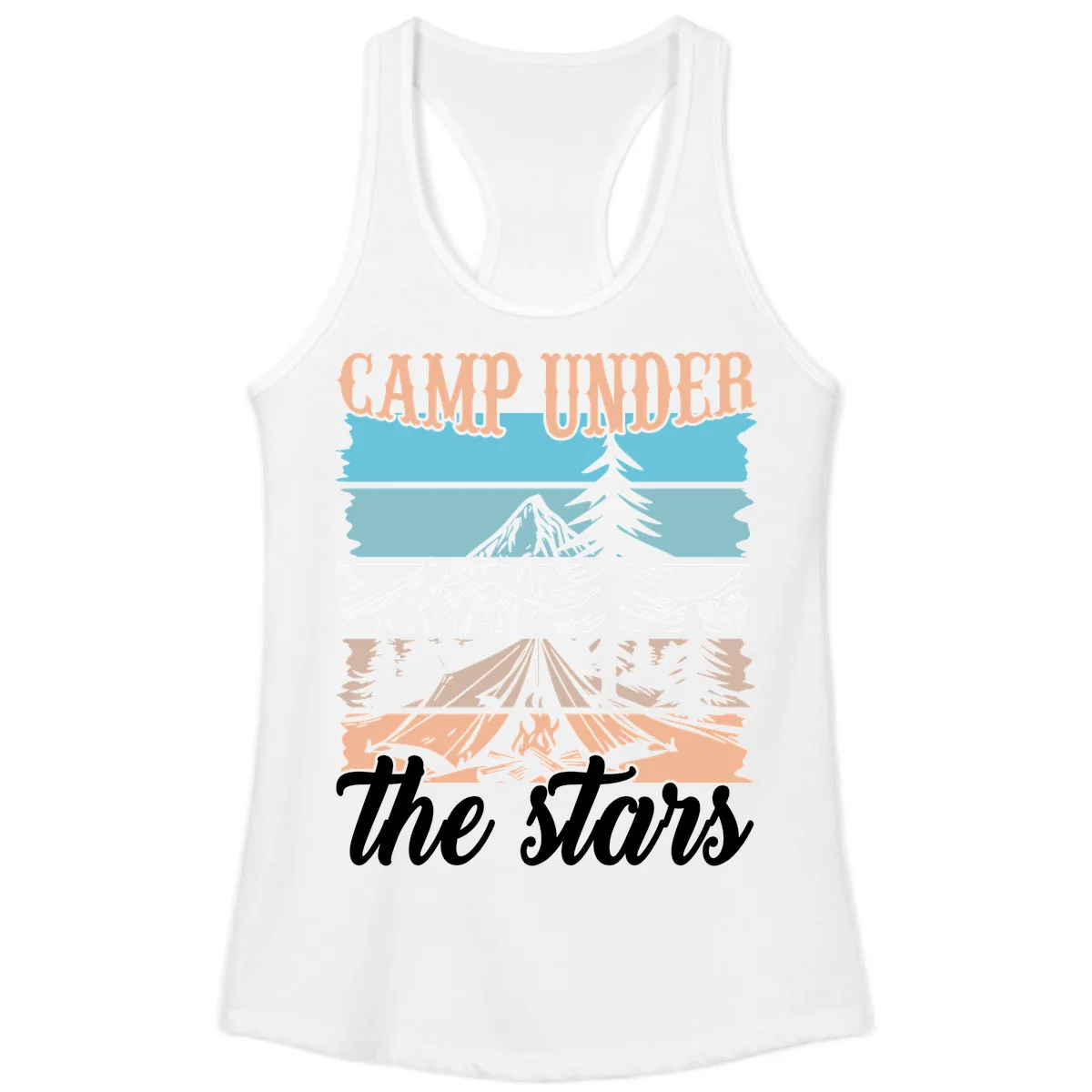 Camp Under The Stars Layered Scene Ladies Tank in White