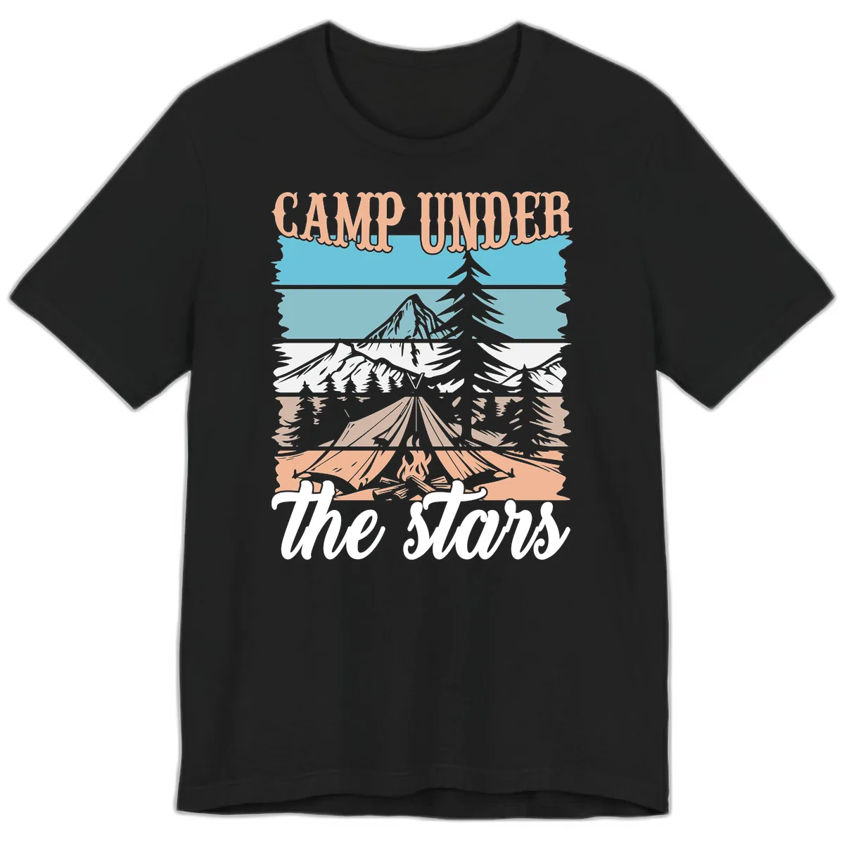 Camp Under The Stars Layered Scene Premium T-Shirt in Black