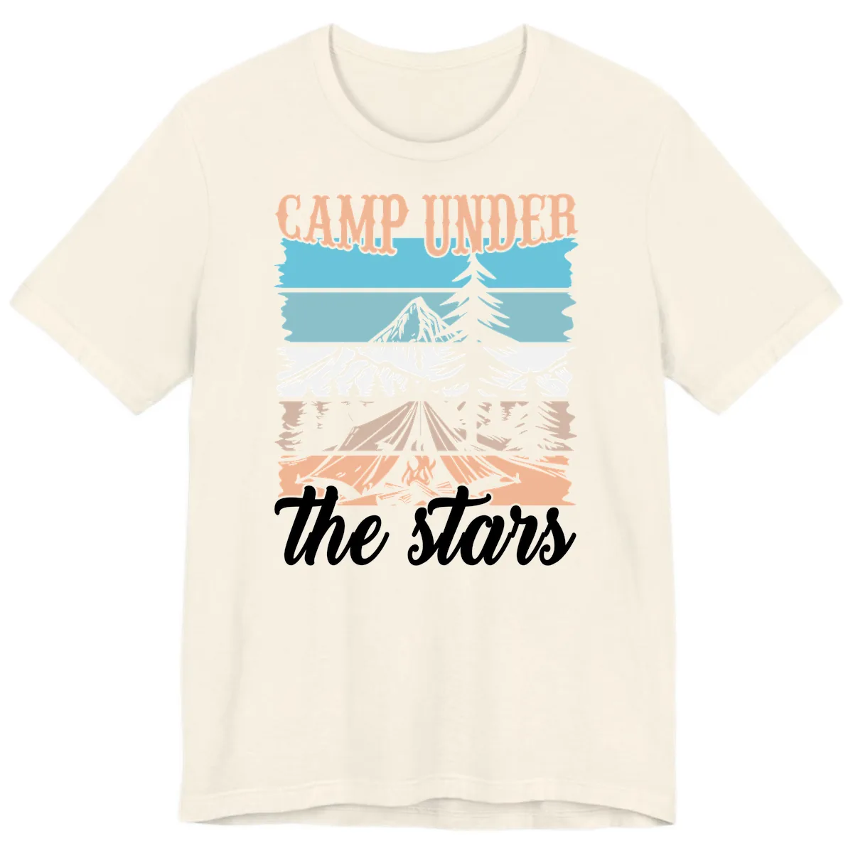 Camp Under The Stars Layered Scene Premium T-Shirt in Natural