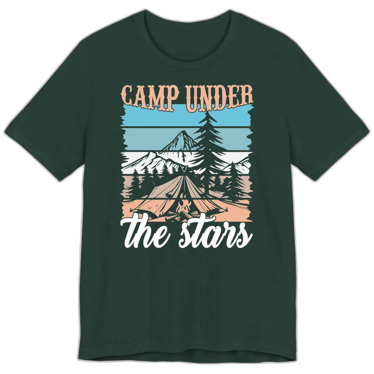 Camp Under The Stars Layered Scene Premium T-Shirt in Forest