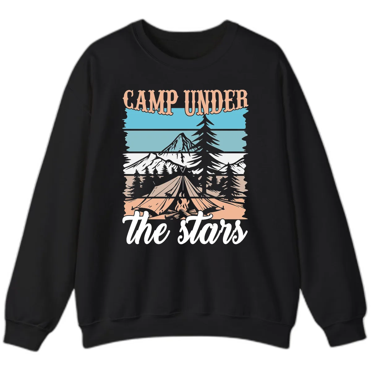 Camp Under The Stars Layered Scene Sweatshirt in Black
