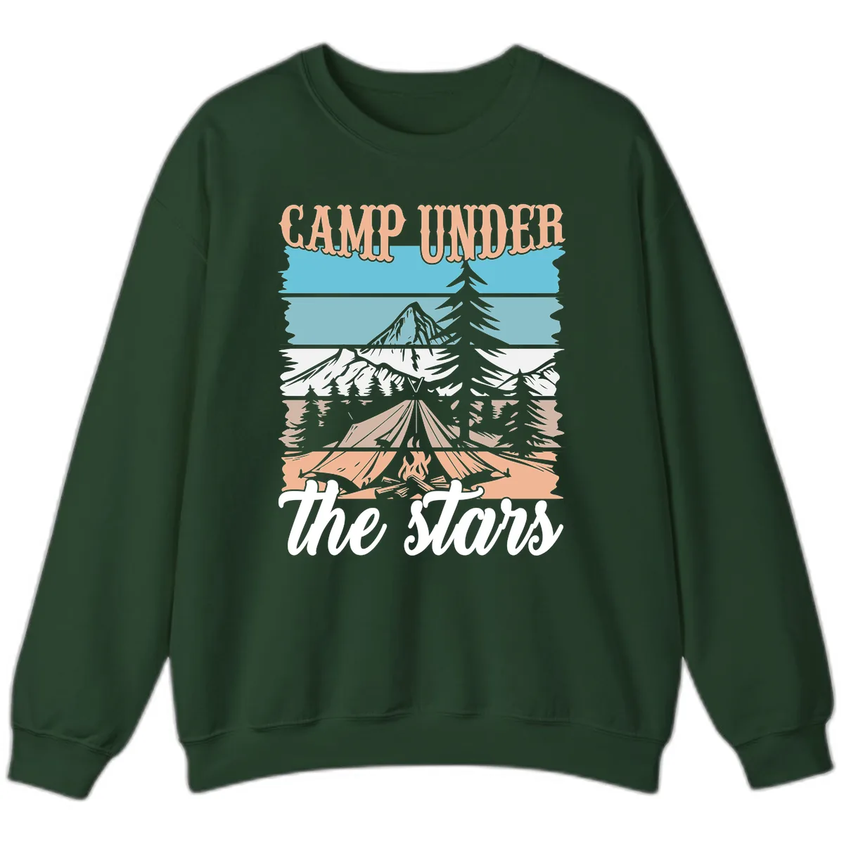 Camp Under The Stars Layered Scene Sweatshirt in Forest Green