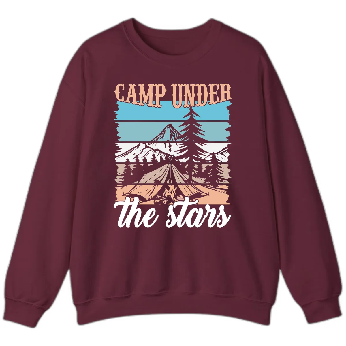 Camp Under The Stars Layered Scene Sweatshirt in Maroon