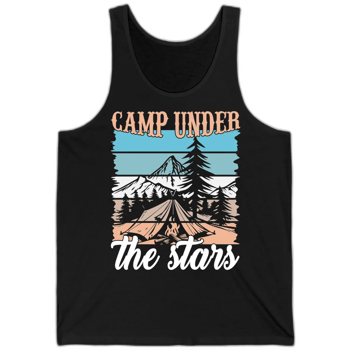 Camp Under The Stars Layered Scene Tank in Black