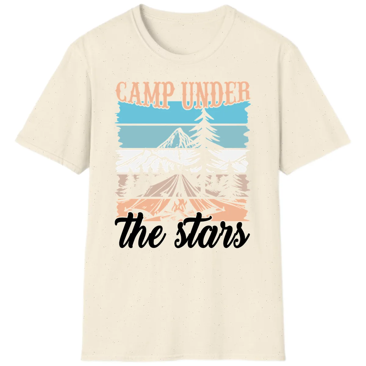 Camp Under The Stars Layered Scene T-Shirt in Natural