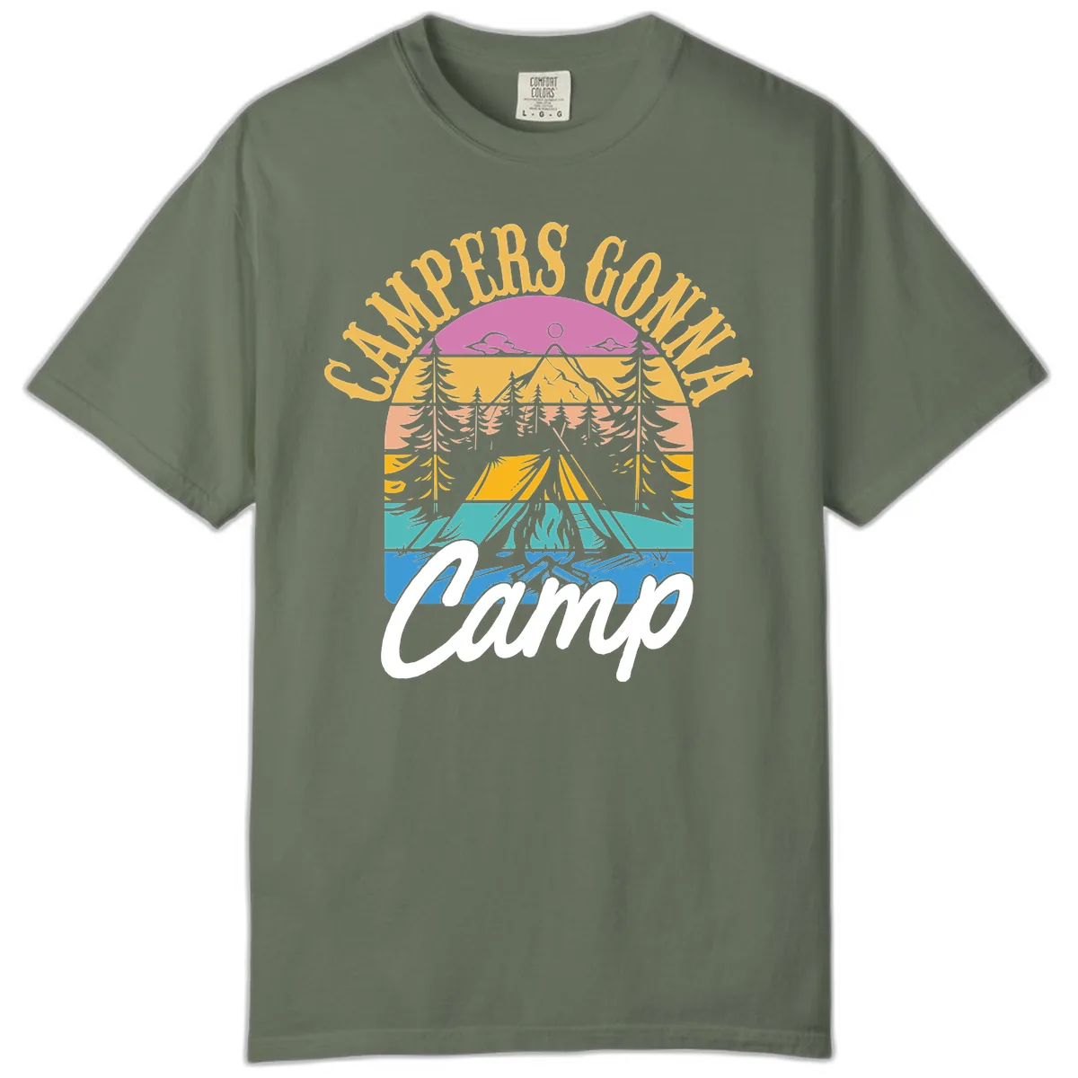 Campers Going Retro Sunset Comfort Color in Moss