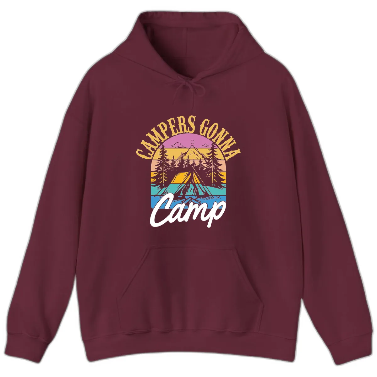 Campers Going Retro Sunset Hoodie in Maroon