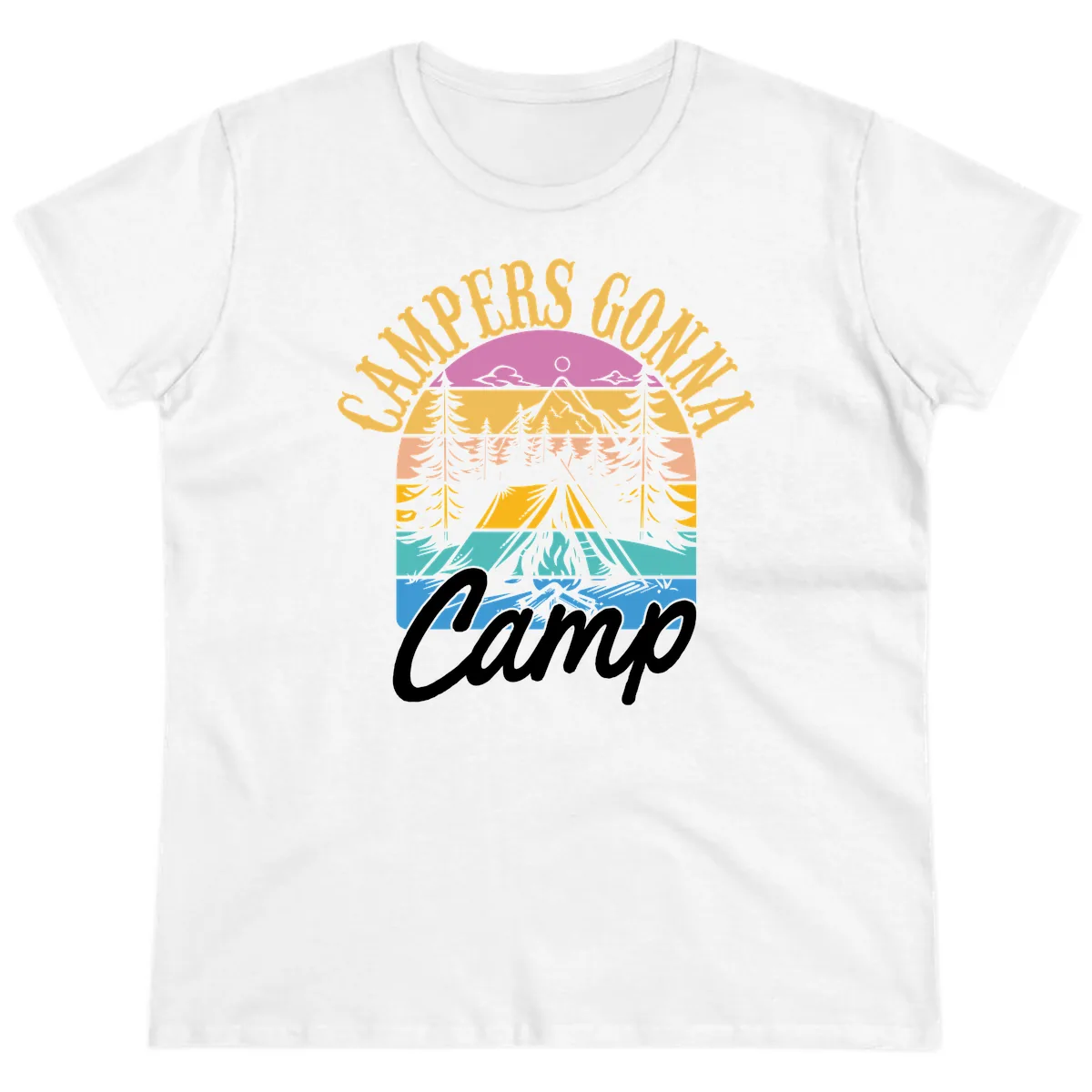 Campers Going Retro Sunset Ladies Tee in White