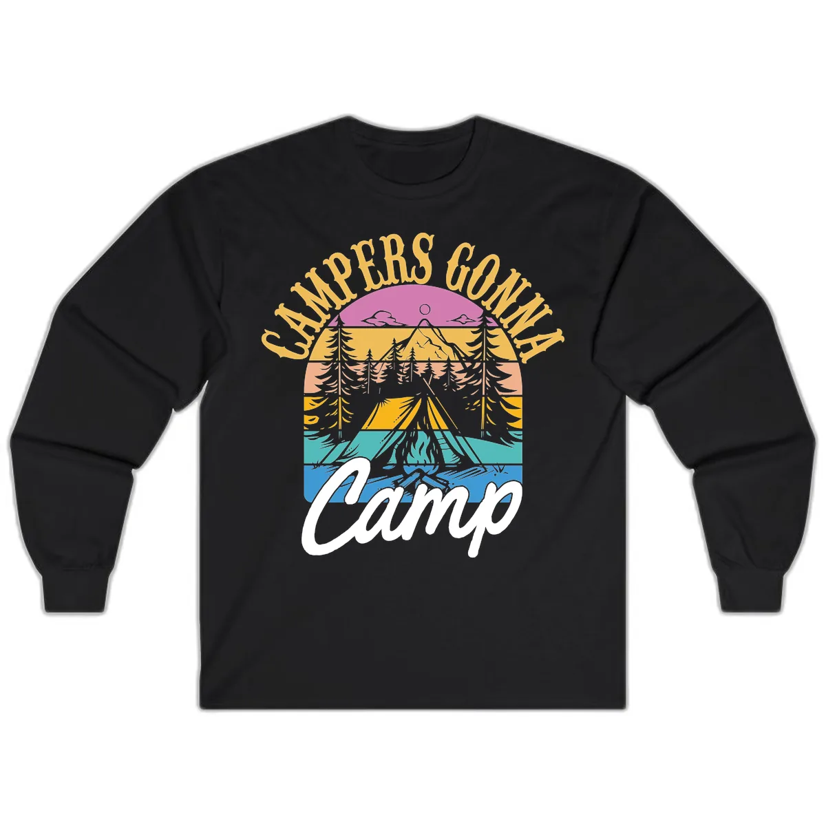 Campers Going Retro Sunset Long Sleeve in Black