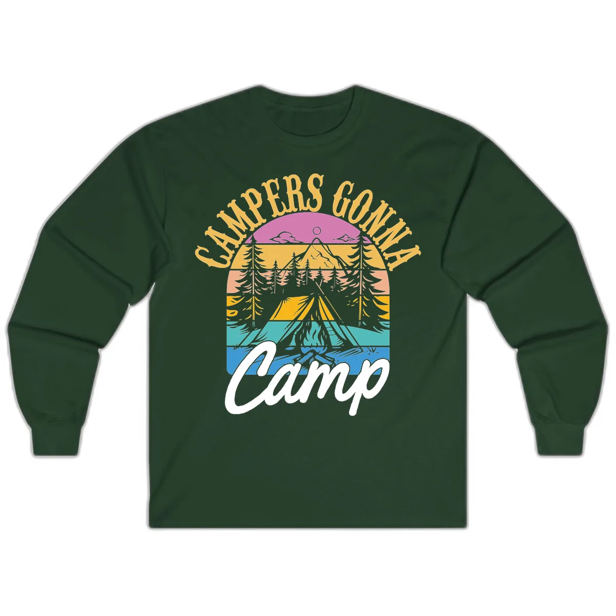 Campers Going Retro Sunset Long Sleeve in Forest Green