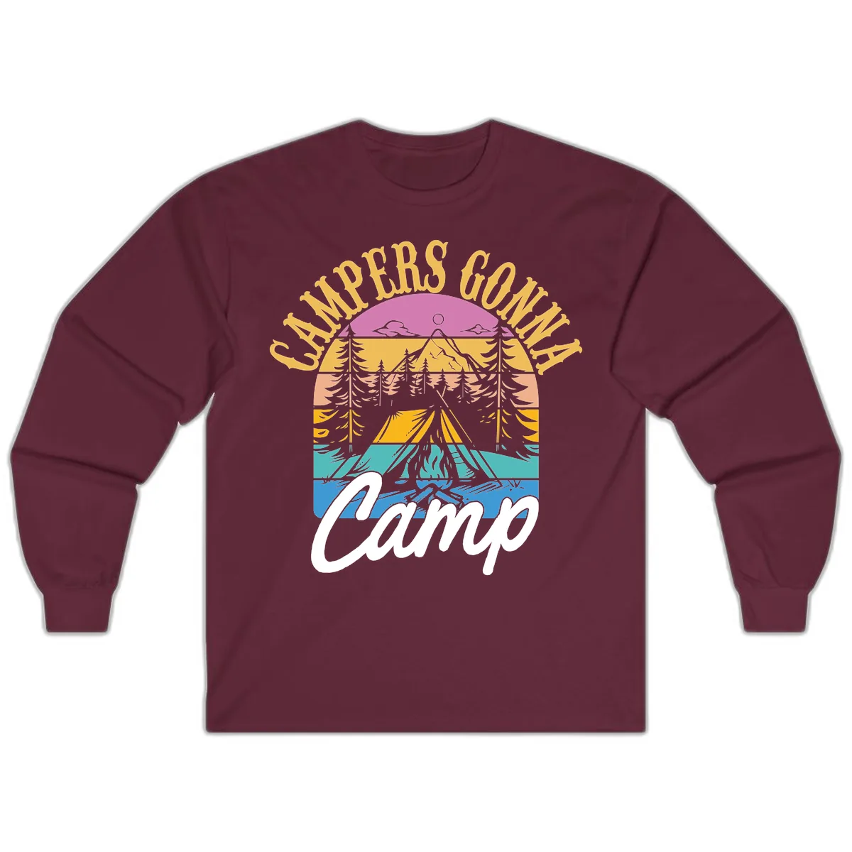 Campers Going Retro Sunset Long Sleeve in Maroon