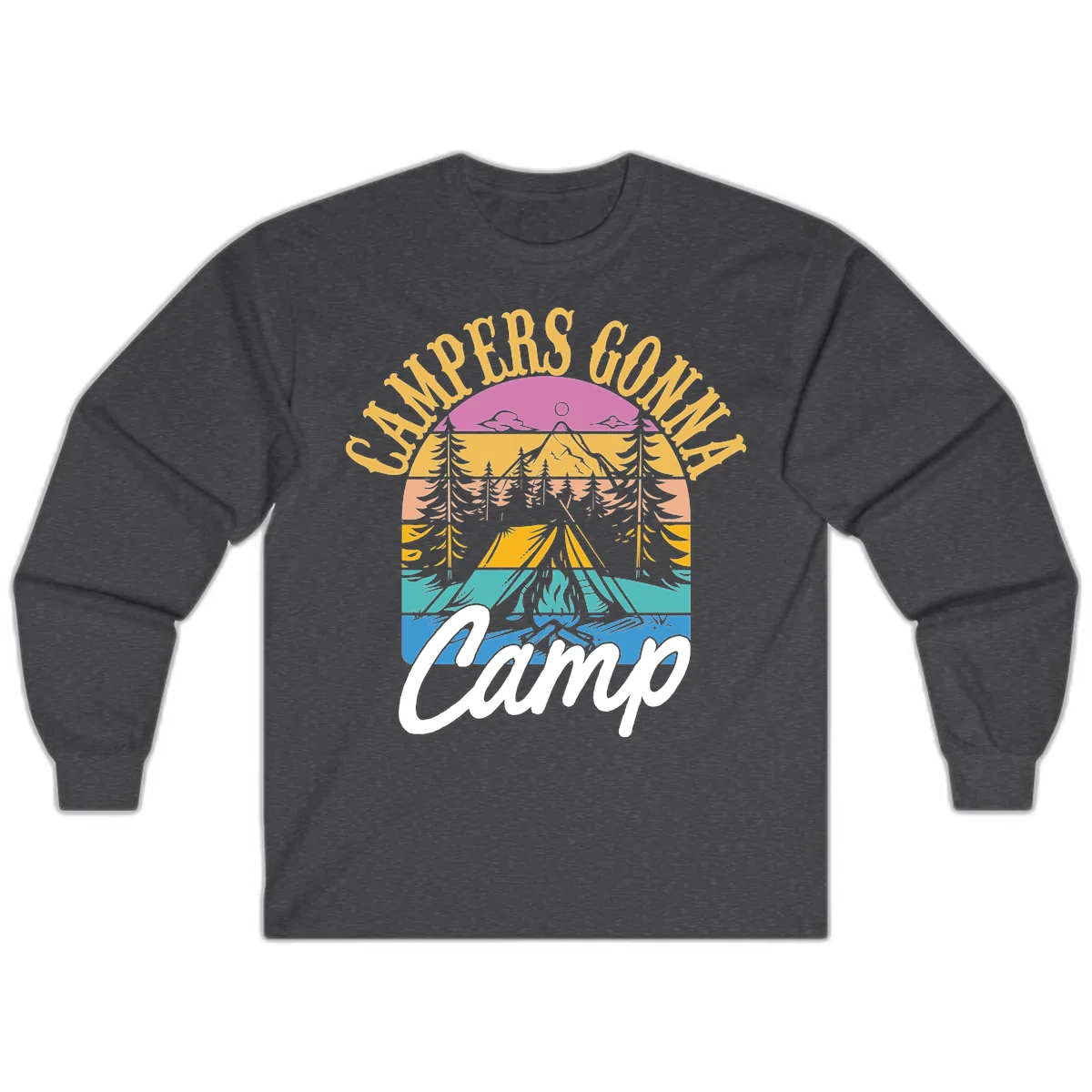 Campers Going Retro Sunset Long Sleeve in Dark Heather