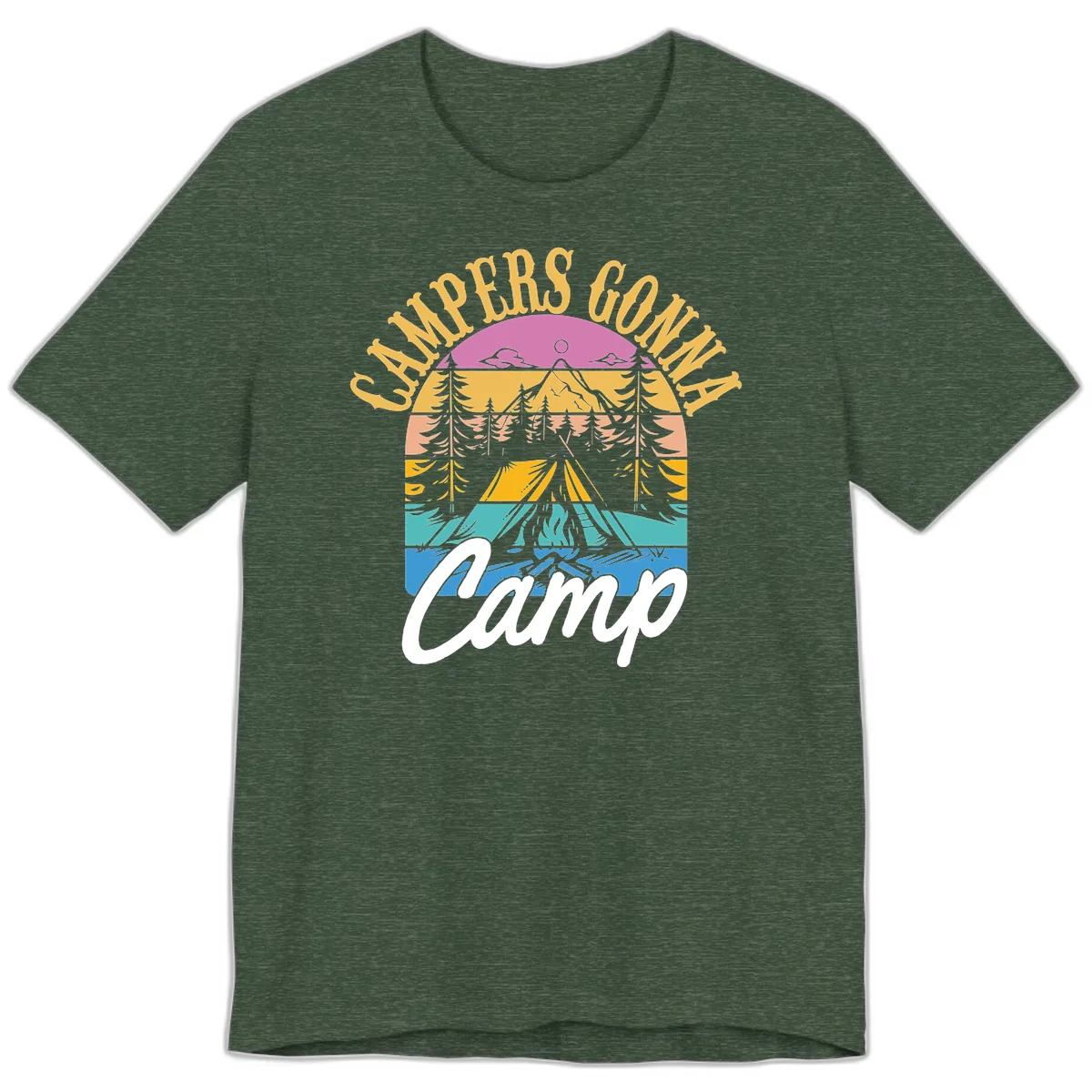 Campers Going Retro Sunset Premium T-Shirt in Heather Forest