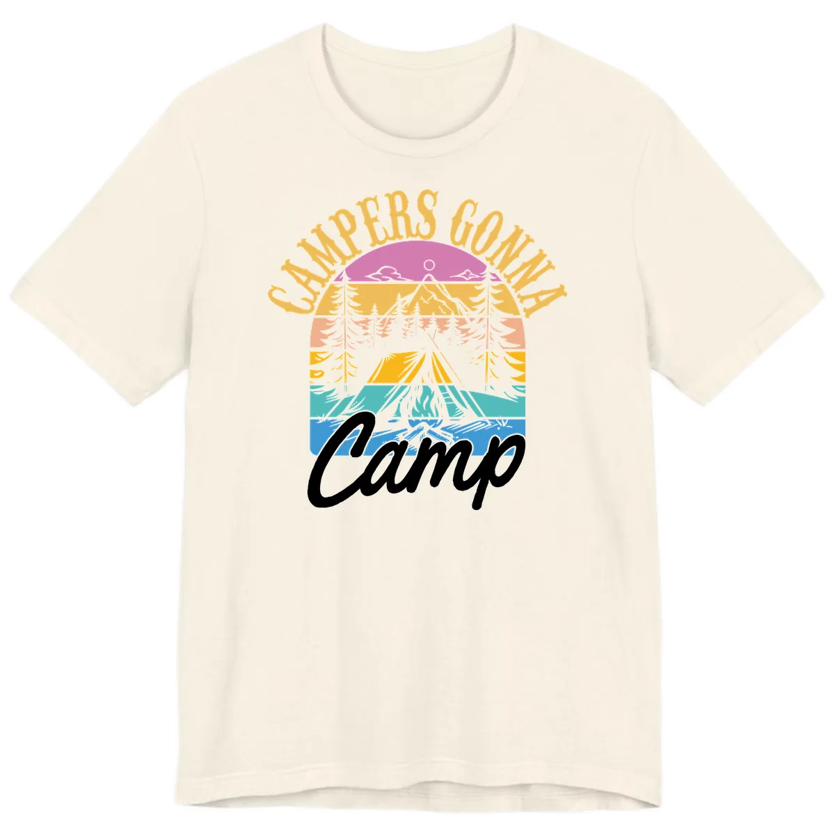 Campers Going Retro Sunset Premium T-Shirt in Natural