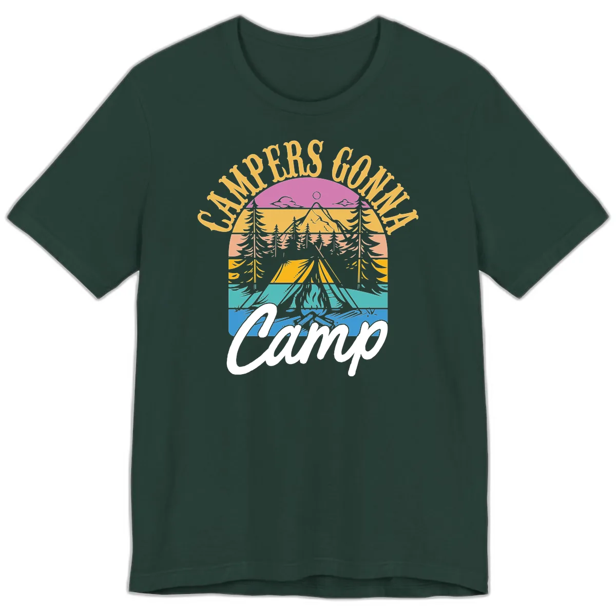 Campers Going Retro Sunset Premium T-Shirt in Forest