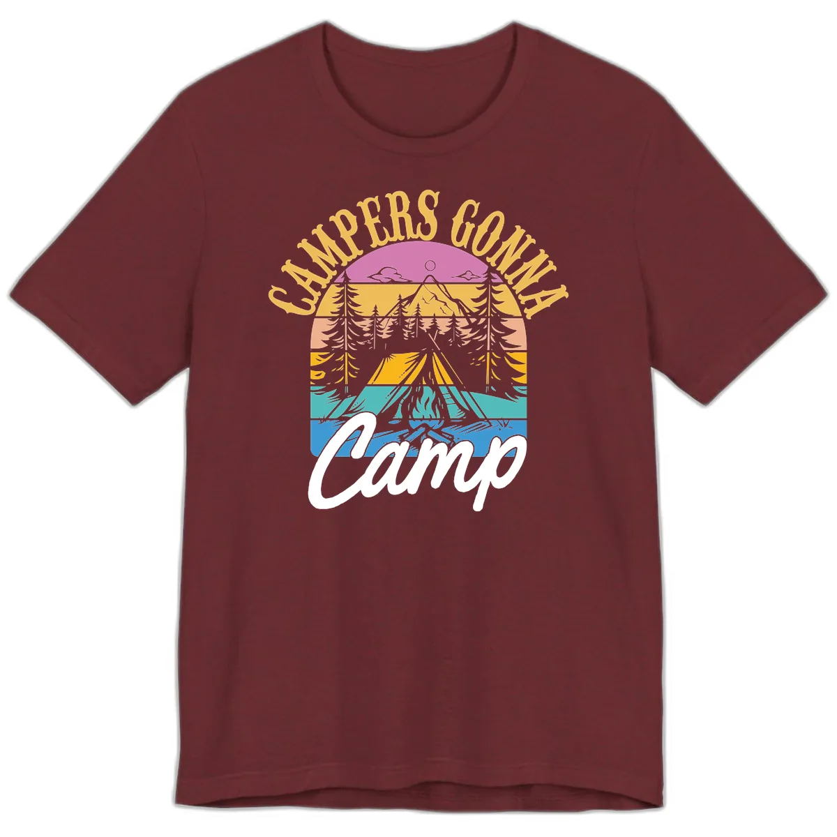 Campers Going Retro Sunset Premium T-Shirt in Heather Cardinal