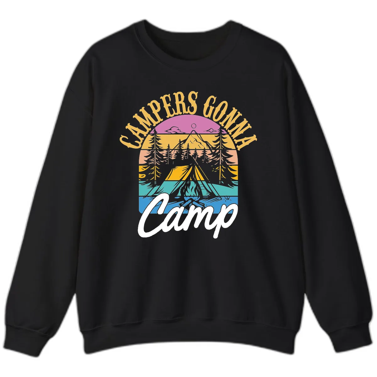 Campers Going Retro Sunset Sweatshirt in Black