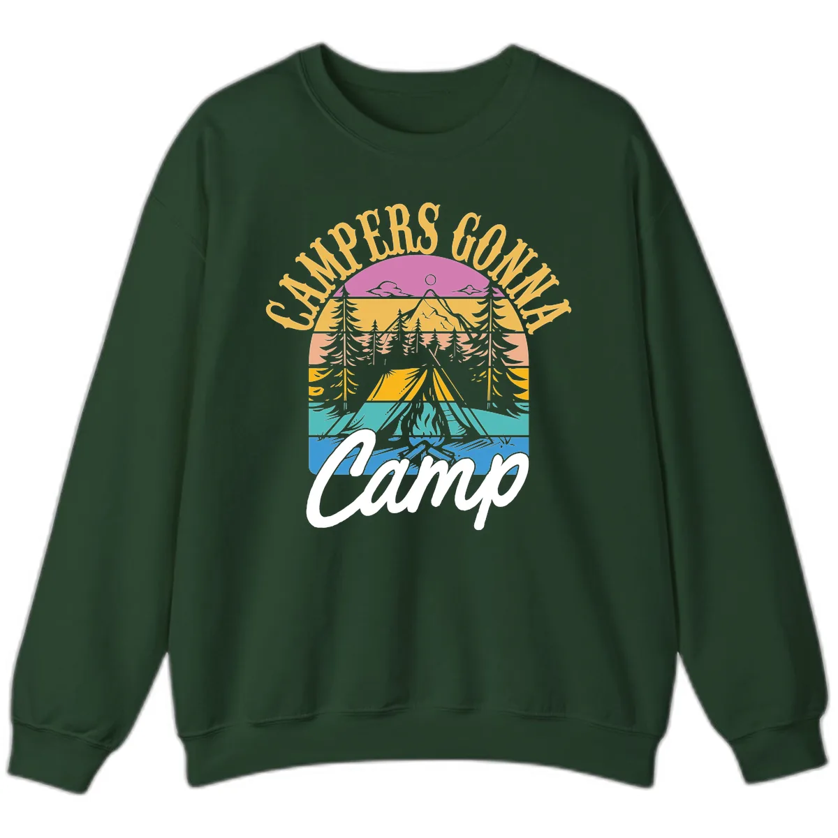 Campers Going Retro Sunset Sweatshirt in Forest Green
