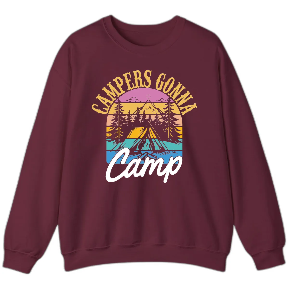Campers Going Retro Sunset Sweatshirt in Maroon