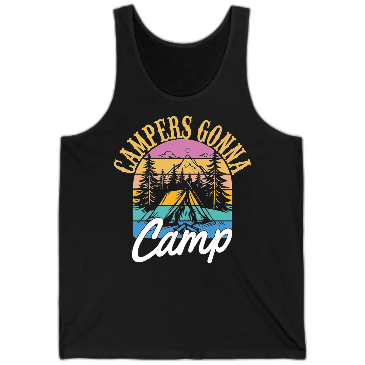 Campers Going Retro Sunset Tank in Black