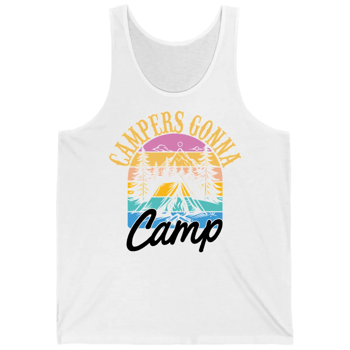 Campers Going Retro Sunset Tank in White