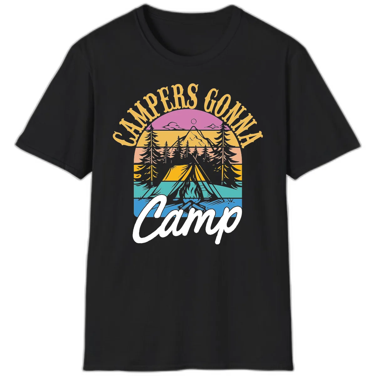 Campers Going Retro Sunset T-Shirt in Black