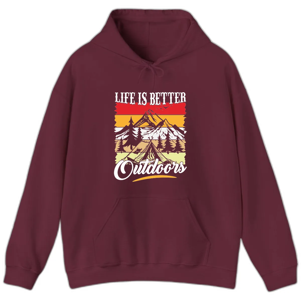 Life Is Better Outdoors Hoodie in Maroon