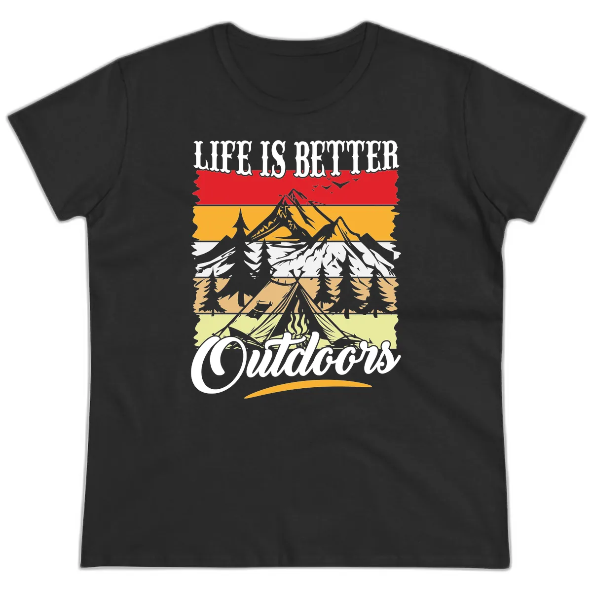 Life Is Better Outdoors Ladies Tee in Black