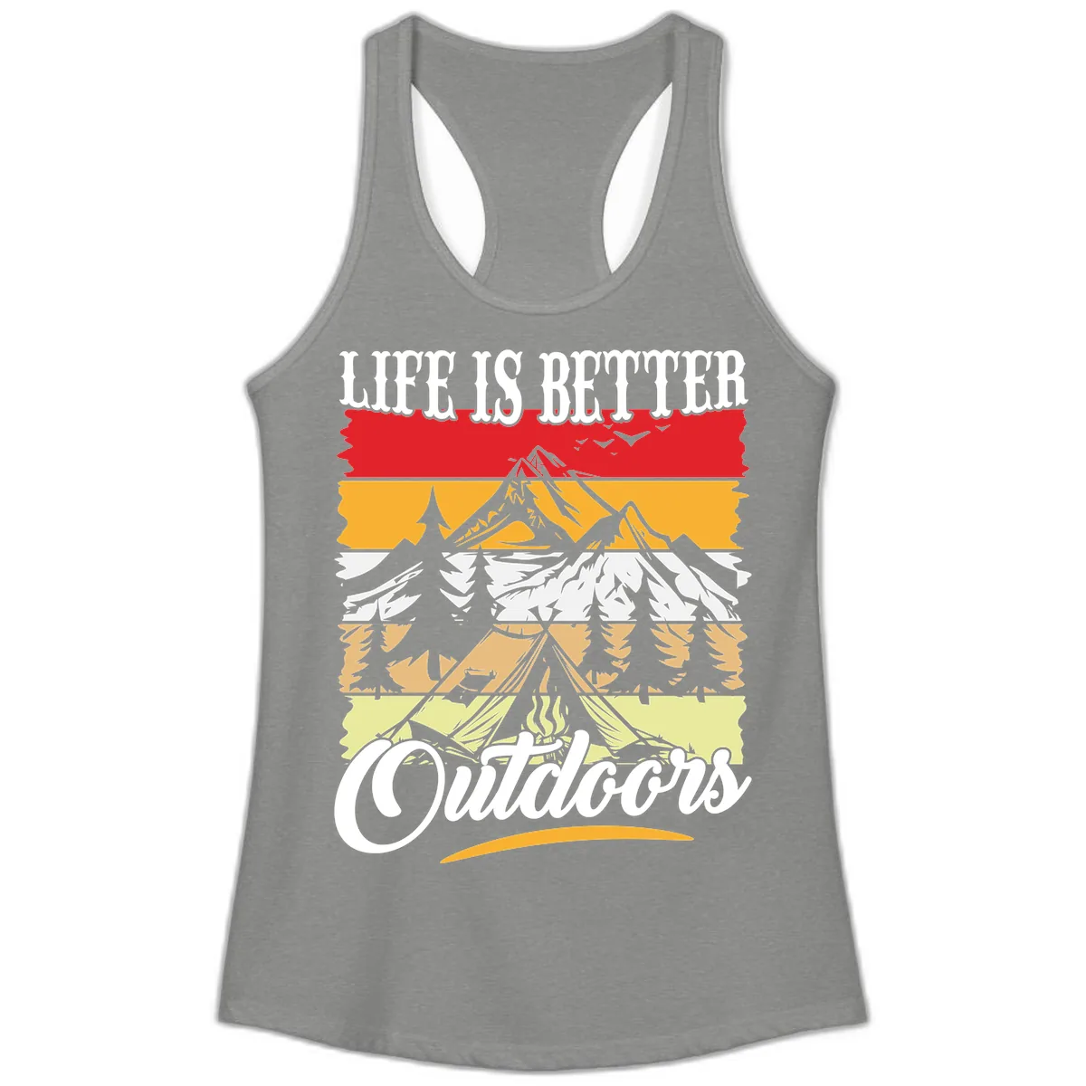 Life Is Better Outdoors Ladies Tank in Heather Grey