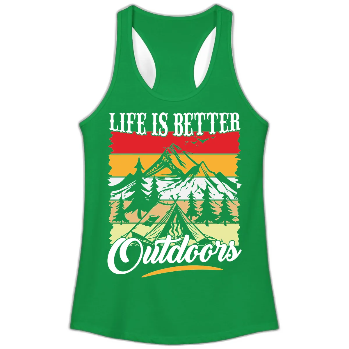 Life Is Better Outdoors Ladies Tank in Solid Kelly Green