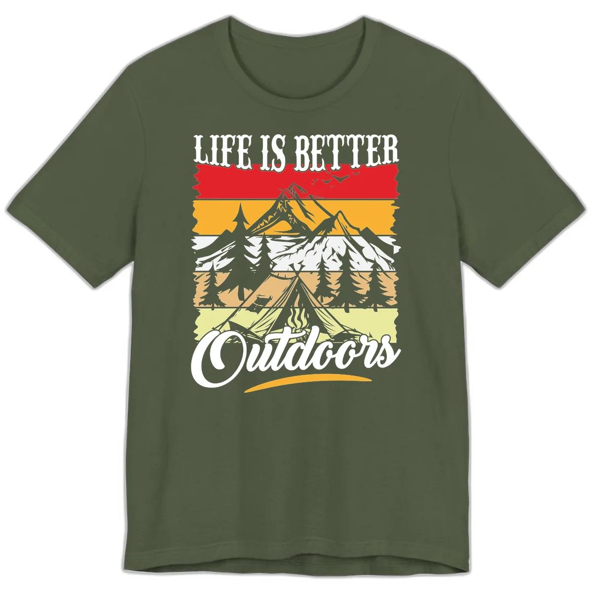 Life Is Better Outdoors Premium T-Shirt in Military Green