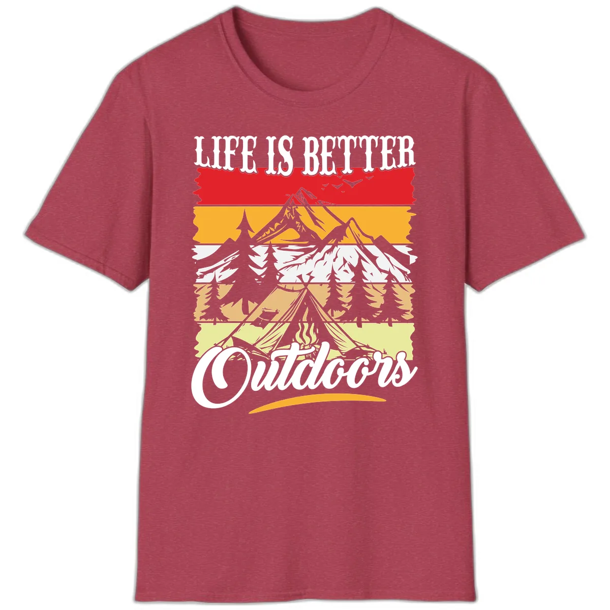 Life Is Better Outdoors T-Shirt in Heather Cardinal