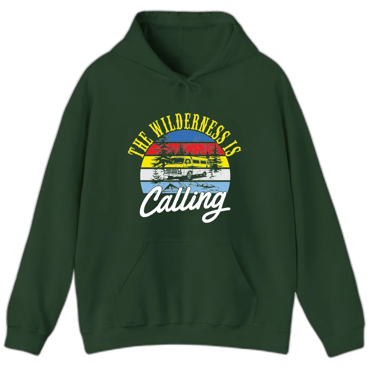 The Wilderness Is Calling Hoodie in Forest Green