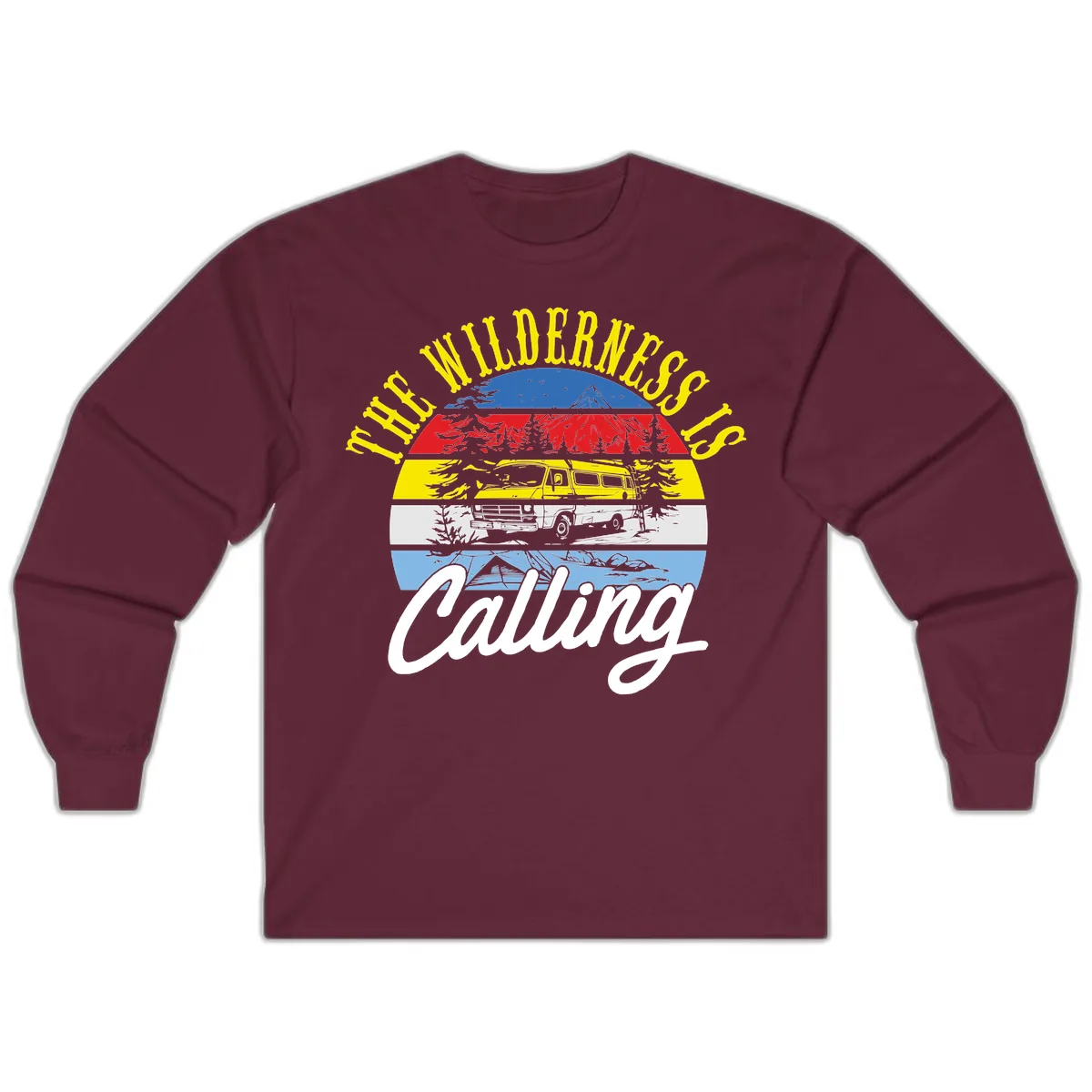 The Wilderness Is Calling Long Sleeve in Maroon