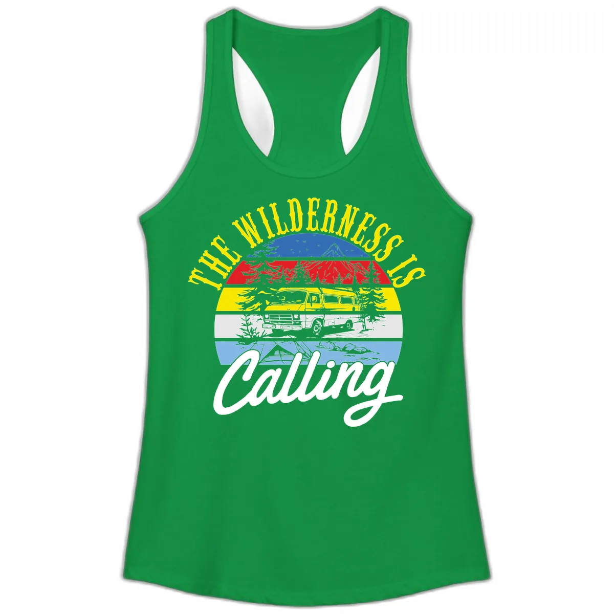 The Wilderness Is Calling Ladies Tank in Solid Kelly Green