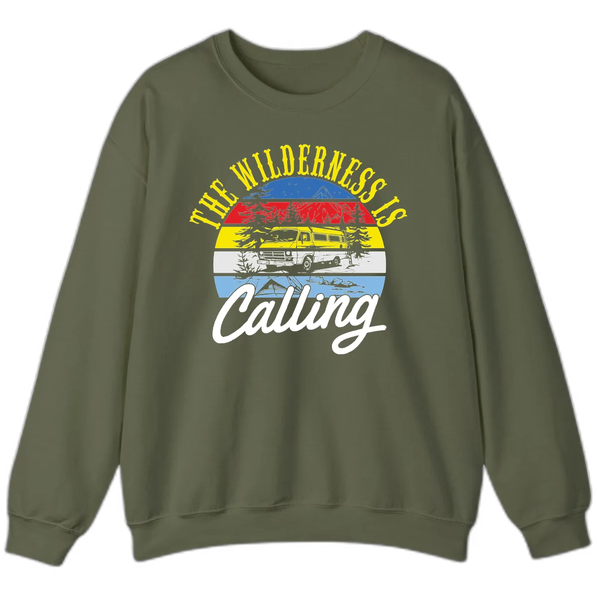 The Wilderness Is Calling Sweatshirt in Military Green