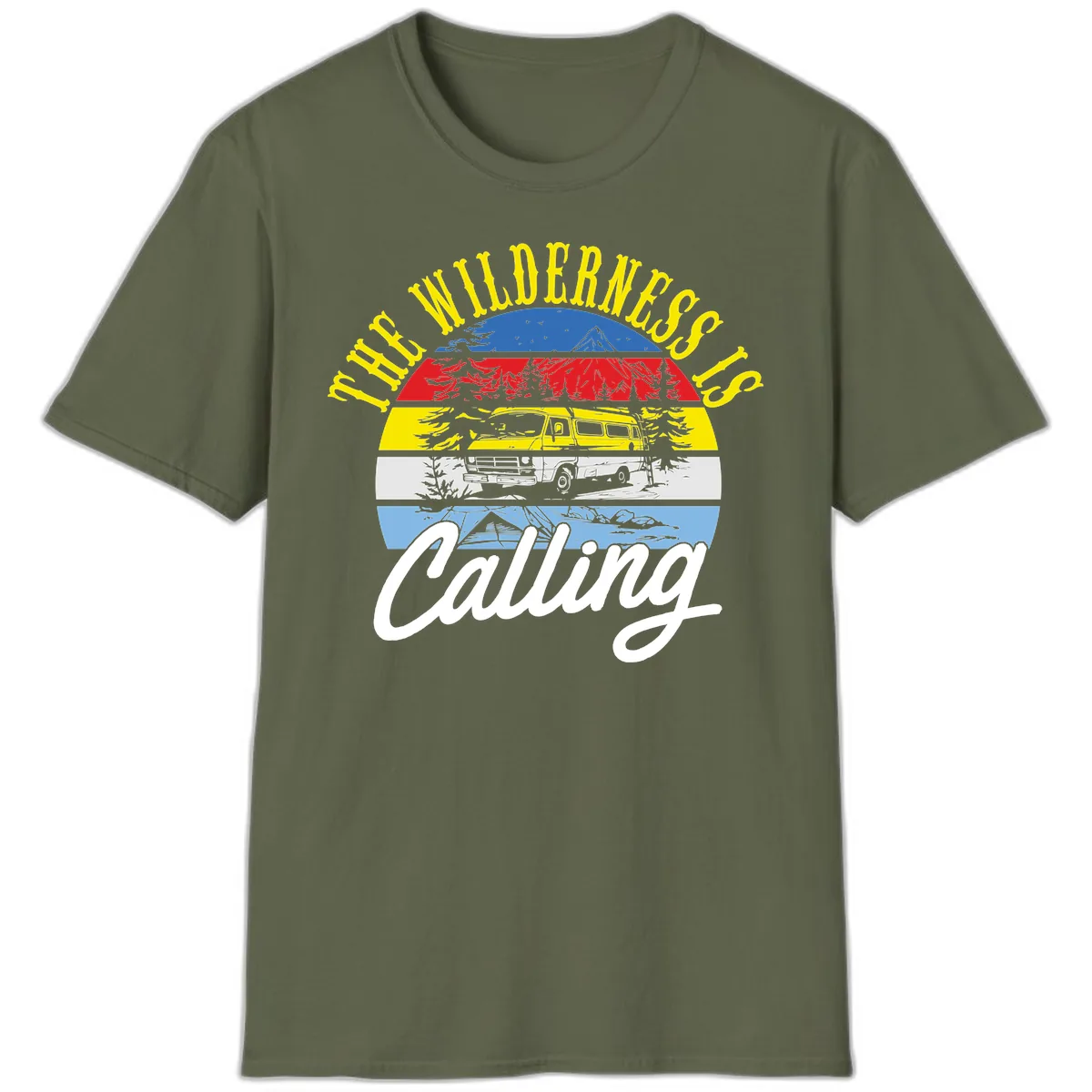 The Wilderness Is Calling T-Shirt in Military Green