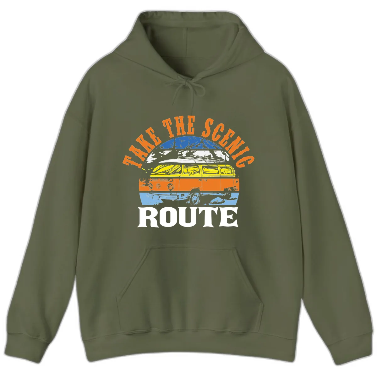 Hike The Seven Route Hoodie in Military Green